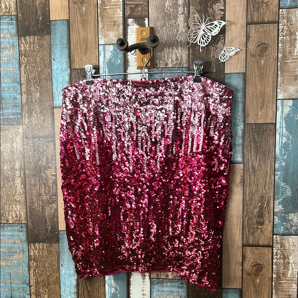 Century star Sequin Skirt in Red and Pink Stretch
